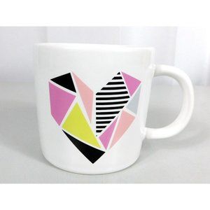 Caribou Coffee Geometric Heart White Coffee Mug All HEART 2016 Ceramic 12 oz